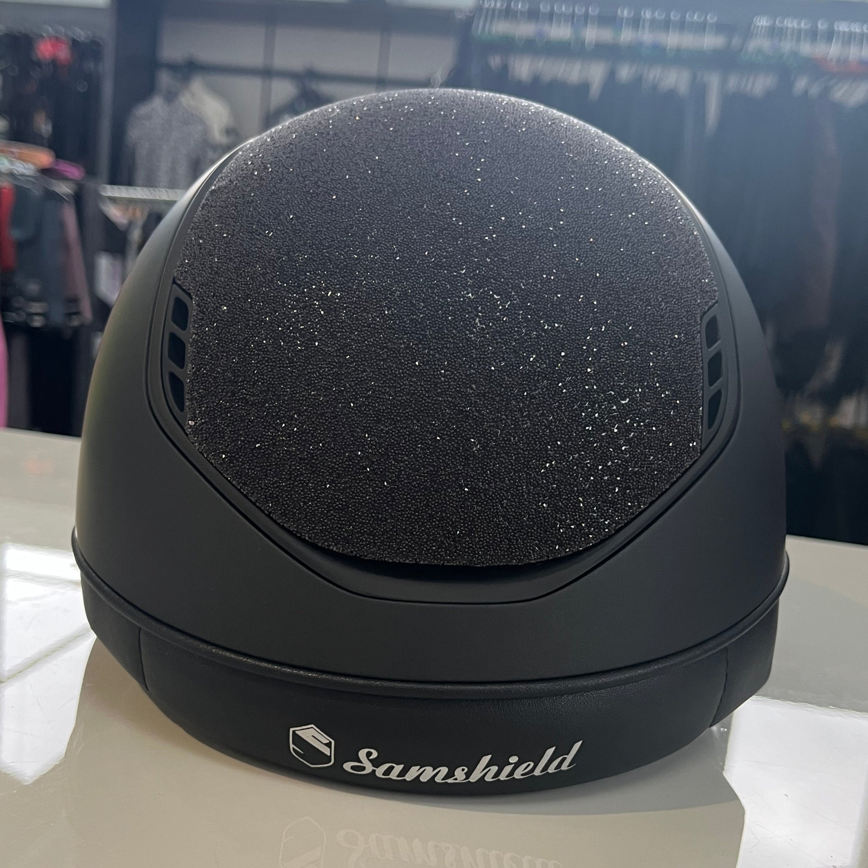 Samshield Miss Shield 2.0 Black, antique pink swarovski top and frontal band M - in stock and ready to ship!