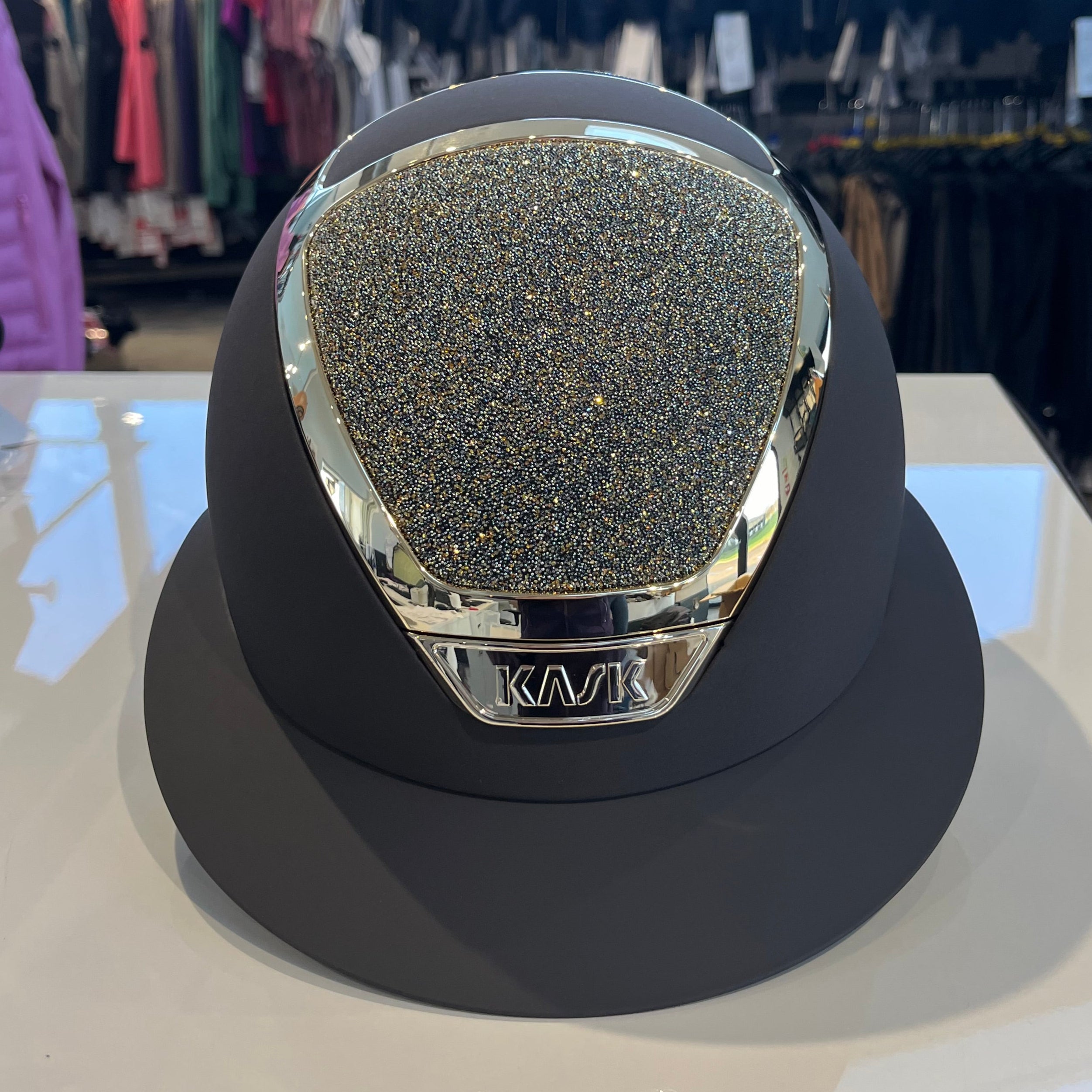 Kask Star Lady Chrome Brown/Aureum Swarovski carpet and swarovski rivets S- in stock and ready to ship!