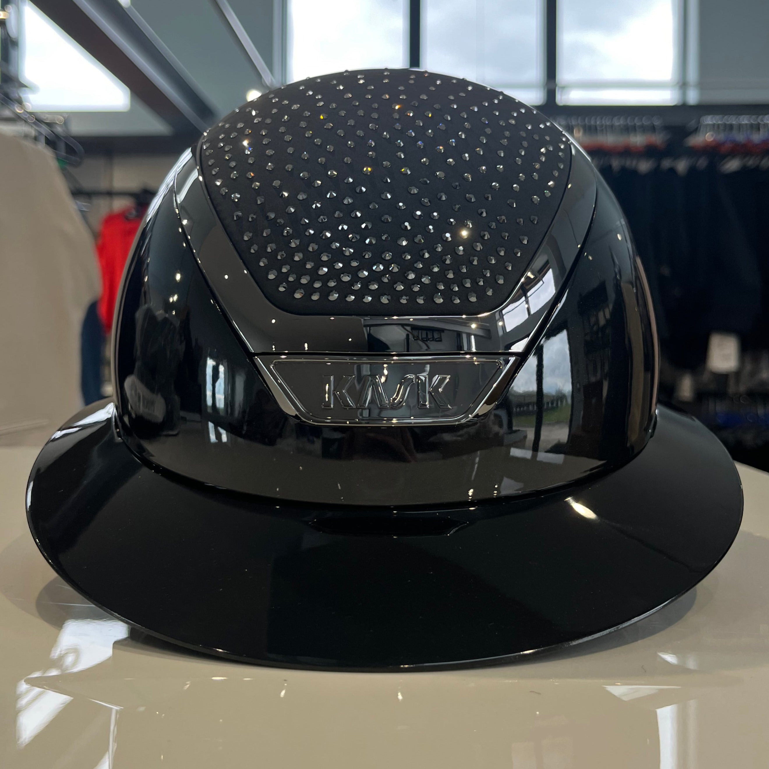 Kask Star Lady Pure Shine Black with Waterfence diamond S- in stock and ready to ship!