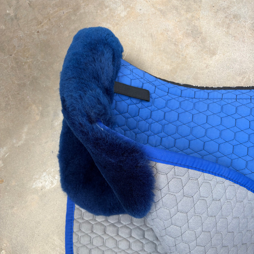 Mattes Saddle Pad with Front and Rear Trim - Blue with dark blue trim XL