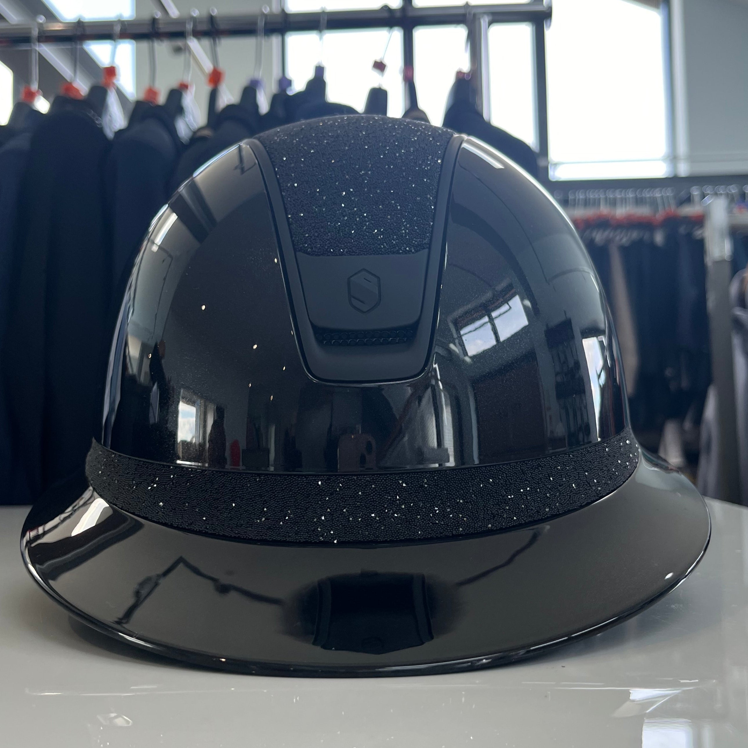 Samshield Miss Shield 2.0 Black Glossy with black Swarovski top and frontal band Small & Medium - in stock and ready to ship!