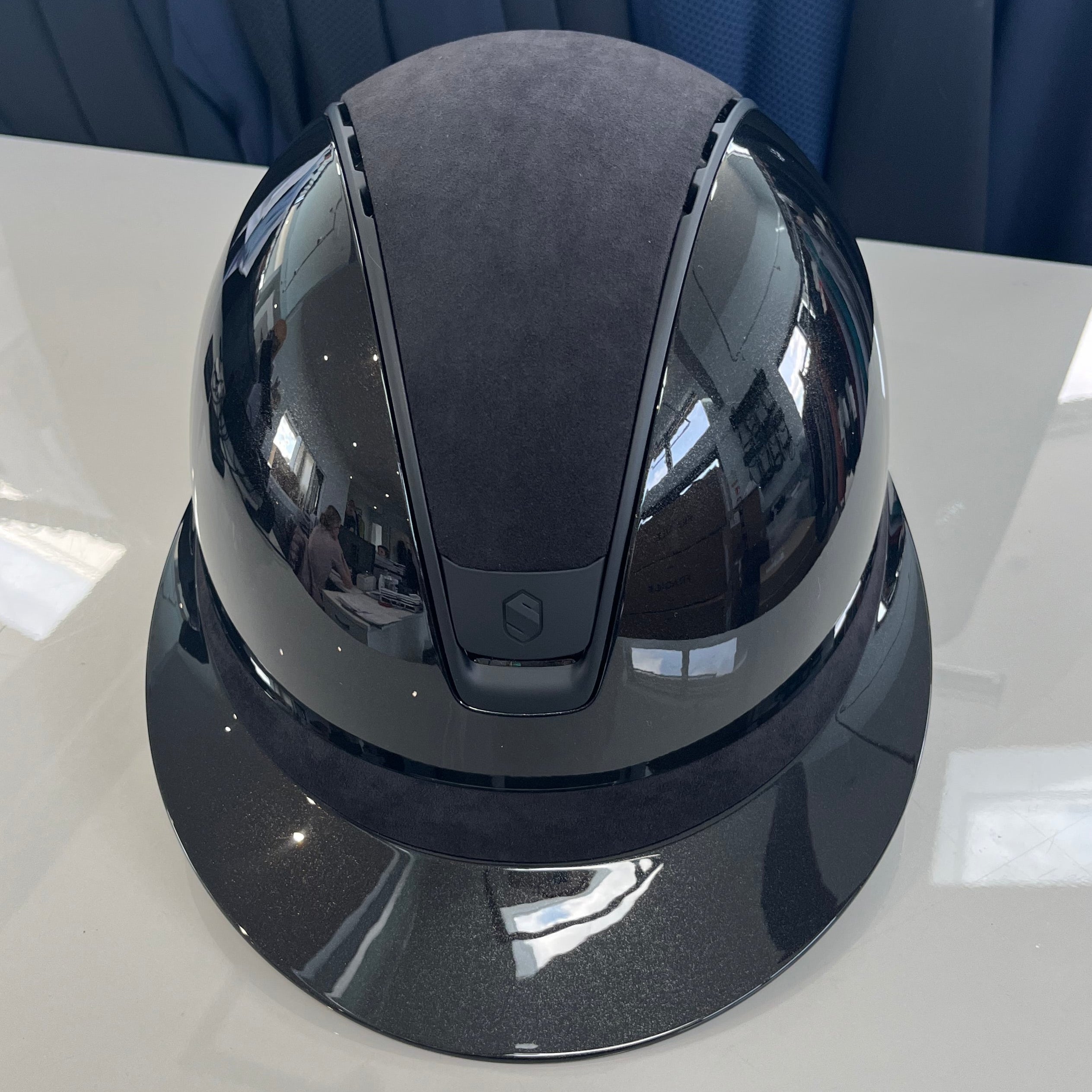 Samshield Miss Shield 2.0 Black Glossy with Alcantara top and frontal band with black matt trim and badge M - in stock and ready to ship!
