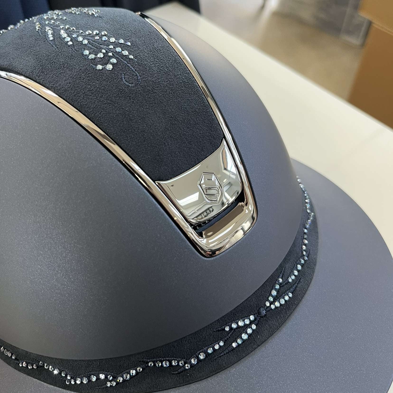 Samshield MissShield 2.0 Blue with flower swarovski top and frontal band M- in stock and ready to ship!