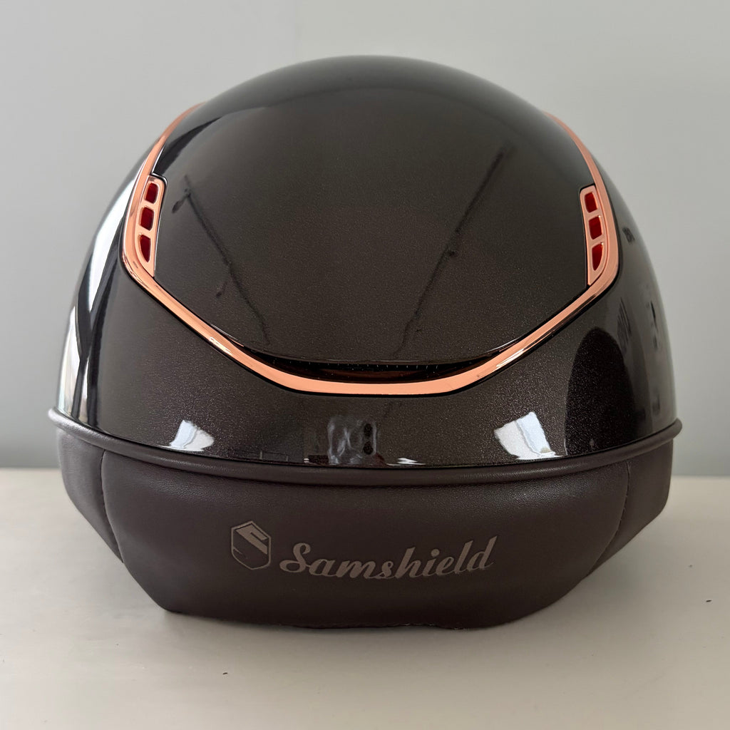 Samshield MissShield 2.0 Brown Glossy with rosegold trim and swarovski badge NEW