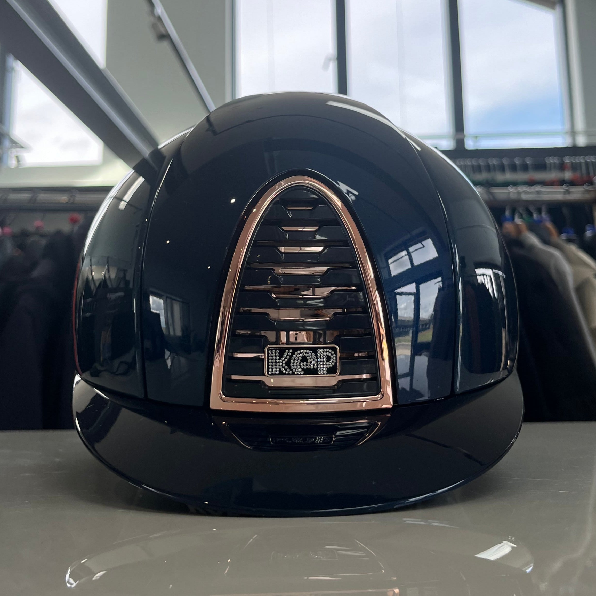 Kep Cromo2 Blue polish/rosegold frame & crystal logo- Medium KE12