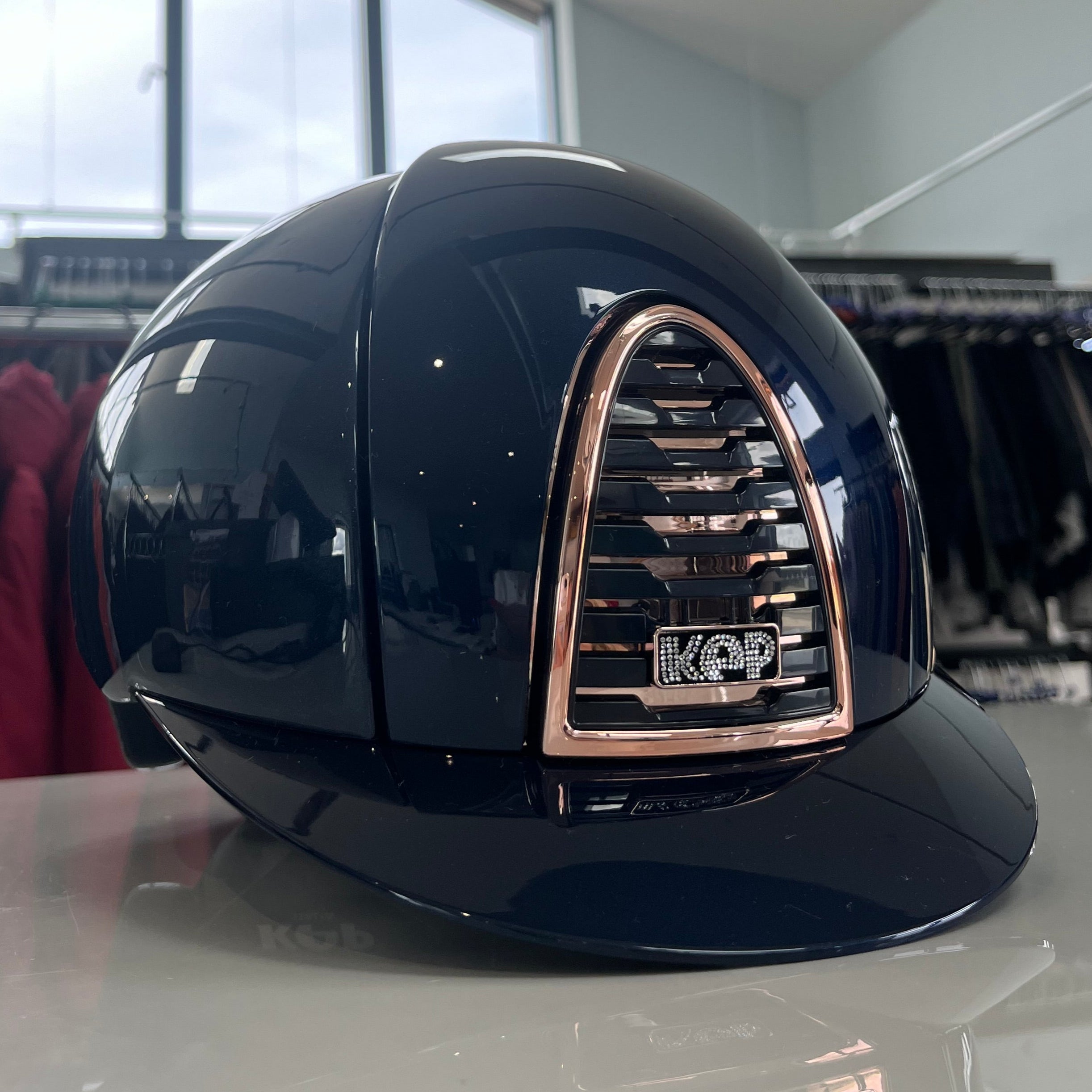 Kep Cromo2 Blue polish/rosegold frame & crystal logo- Medium KE12