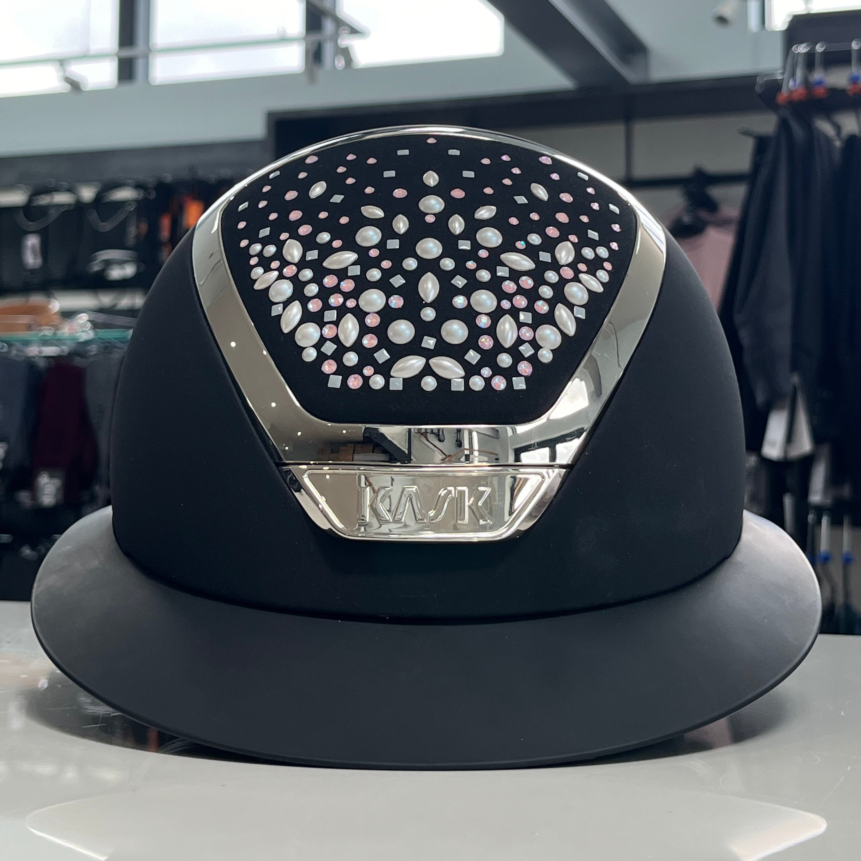 Kask Star Lady Swarovski Pearls Rose Chrome Black S- in stock and ready to ship!