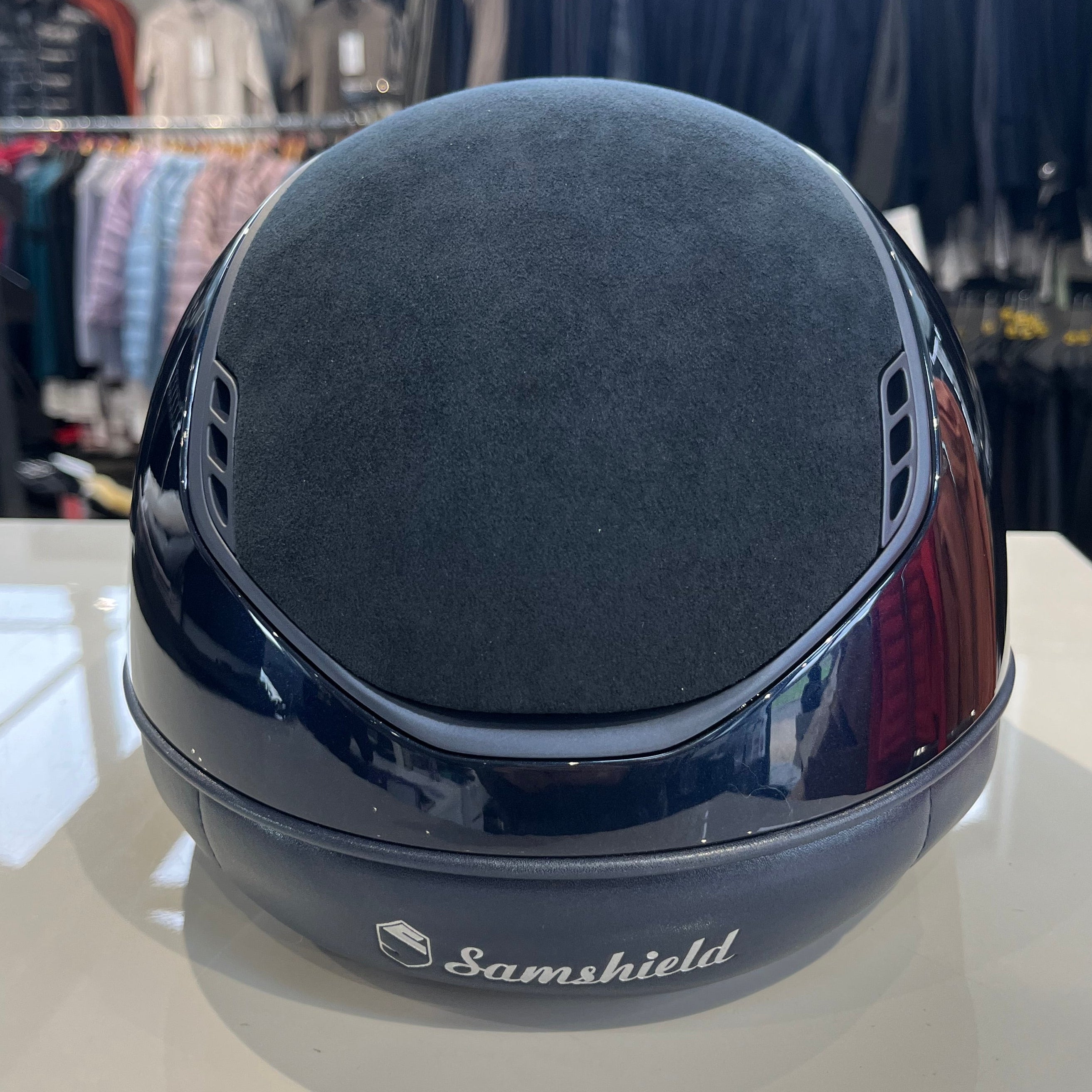 Samshield Miss Shield Blue glossy alcantara & flower jewel
