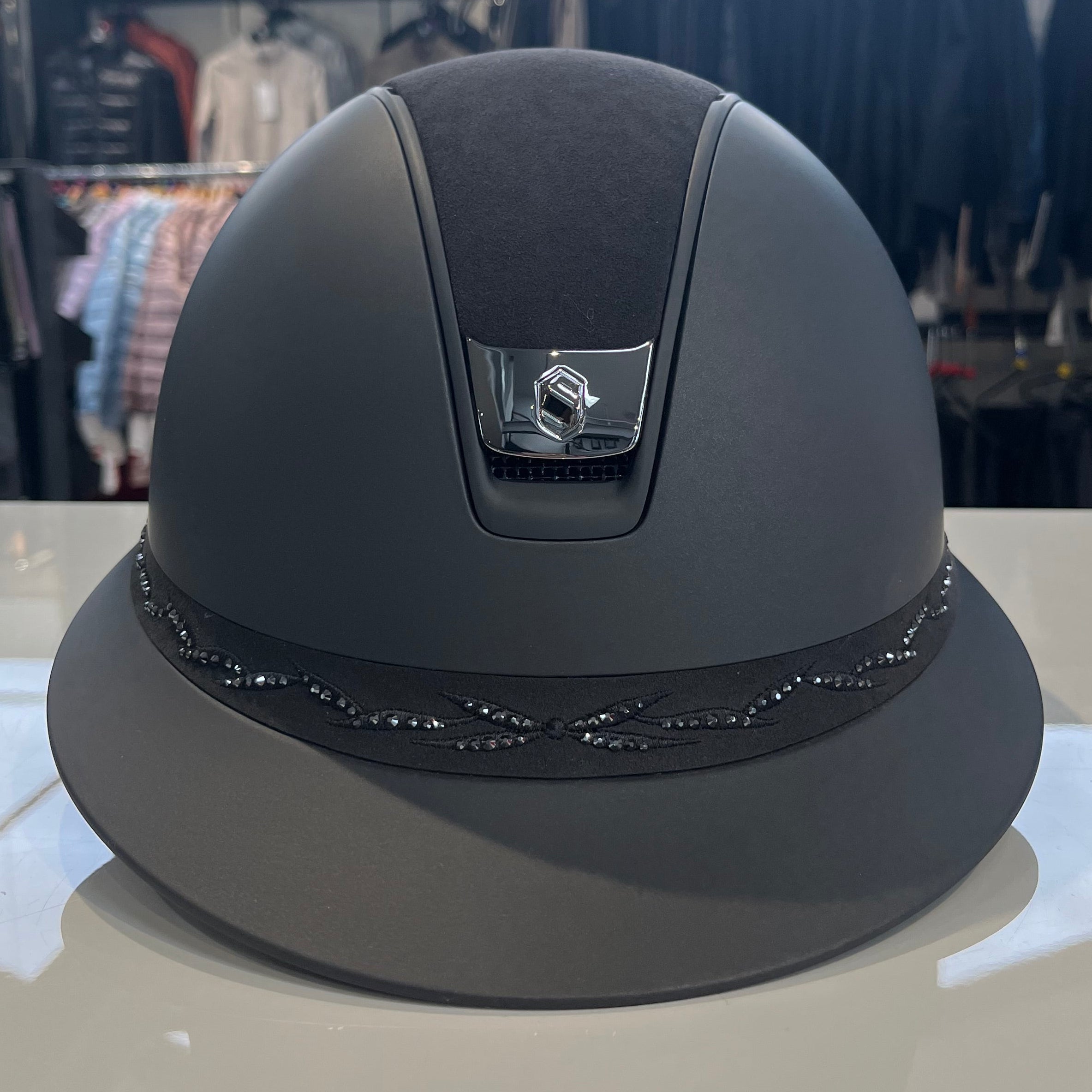 Samshield MissShield Black with alcantara top and flower frontal band