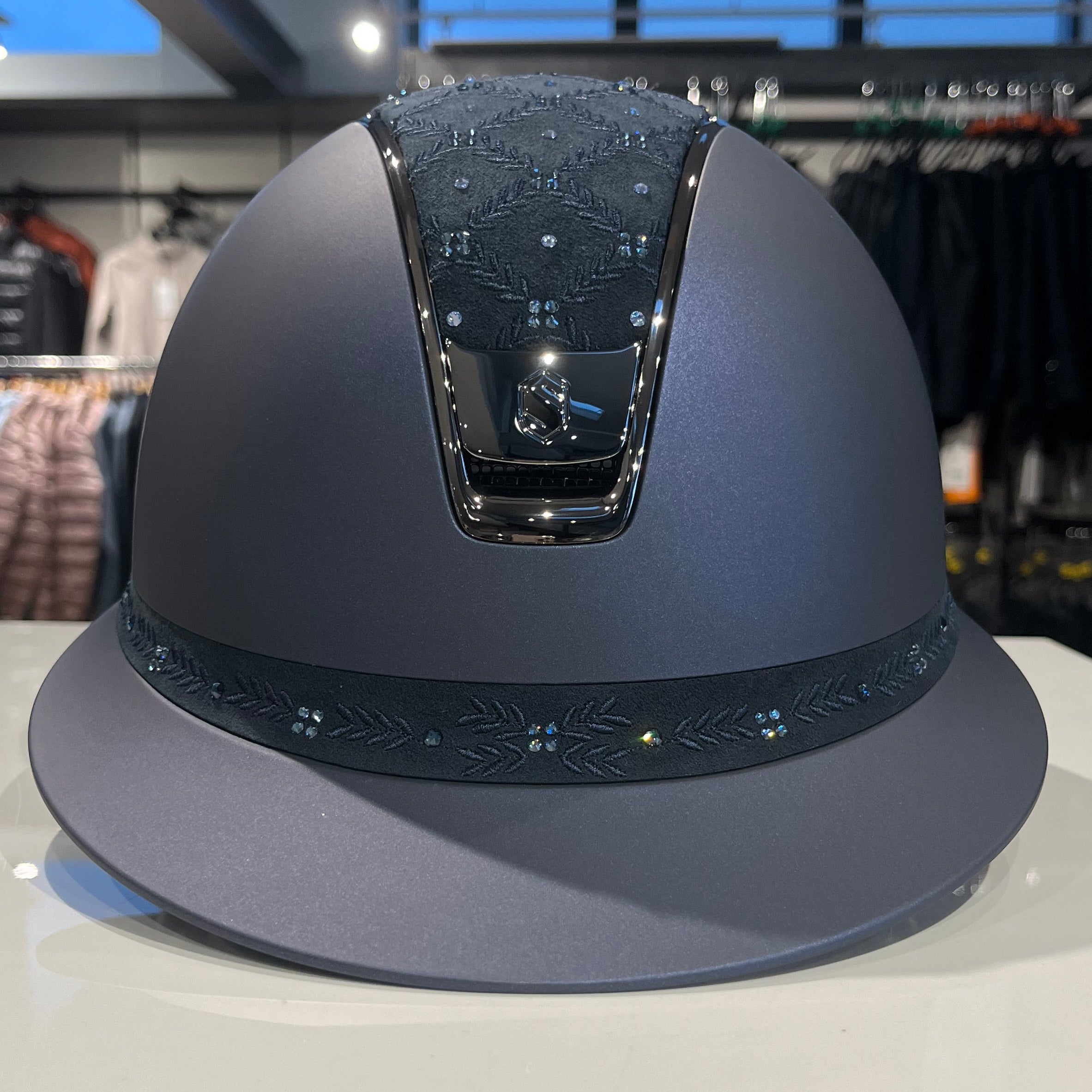 Samshield Miss Shield 2.0 Blue with royal Flower  swarovski top and frontal band M - in stock and ready to ship!