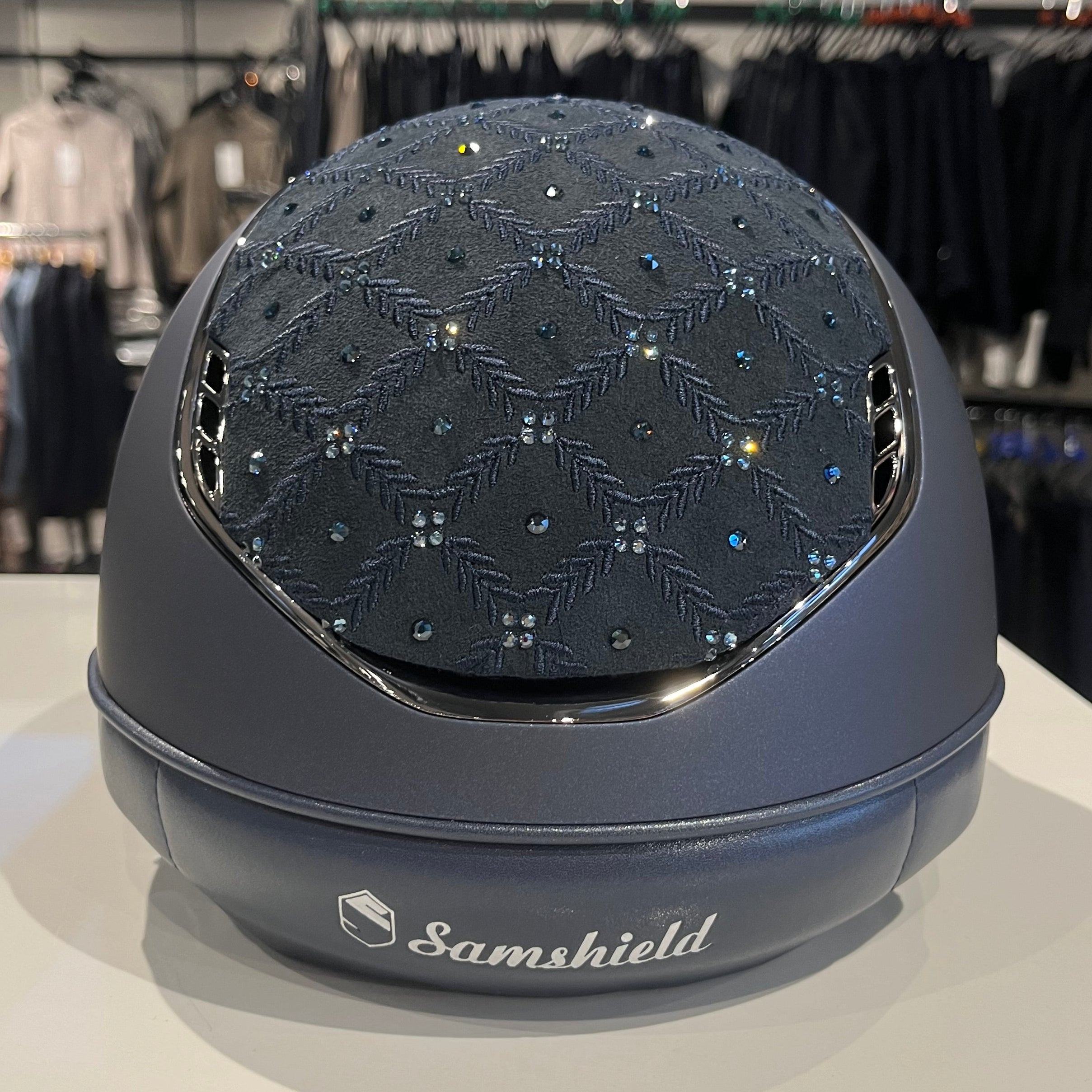 Samshield Miss Shield 2.0 Blue with royal Flower  swarovski top and frontal band M - in stock and ready to ship!