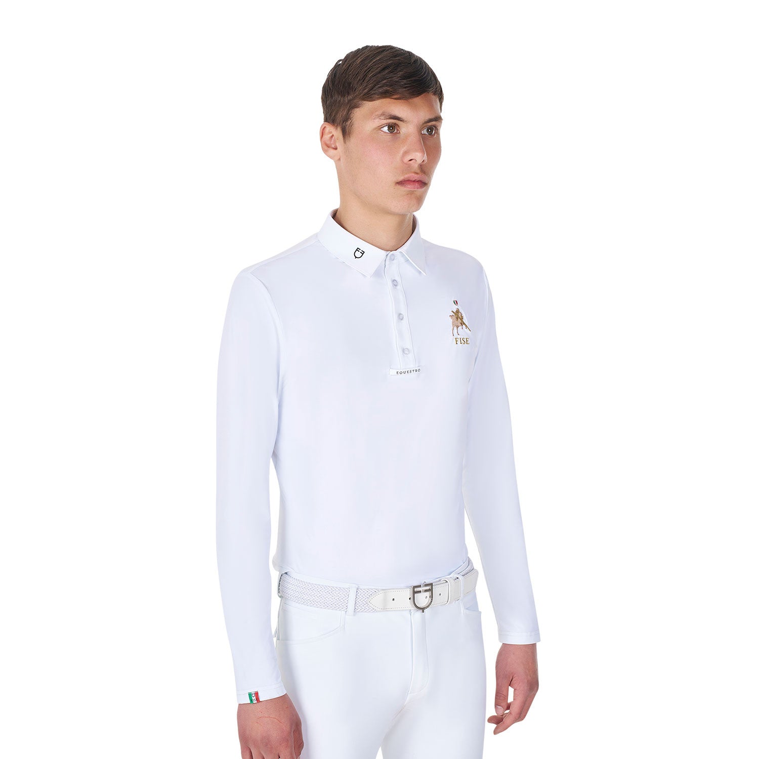 Men's long-sleeved competition polo shirt Equestro X FISE