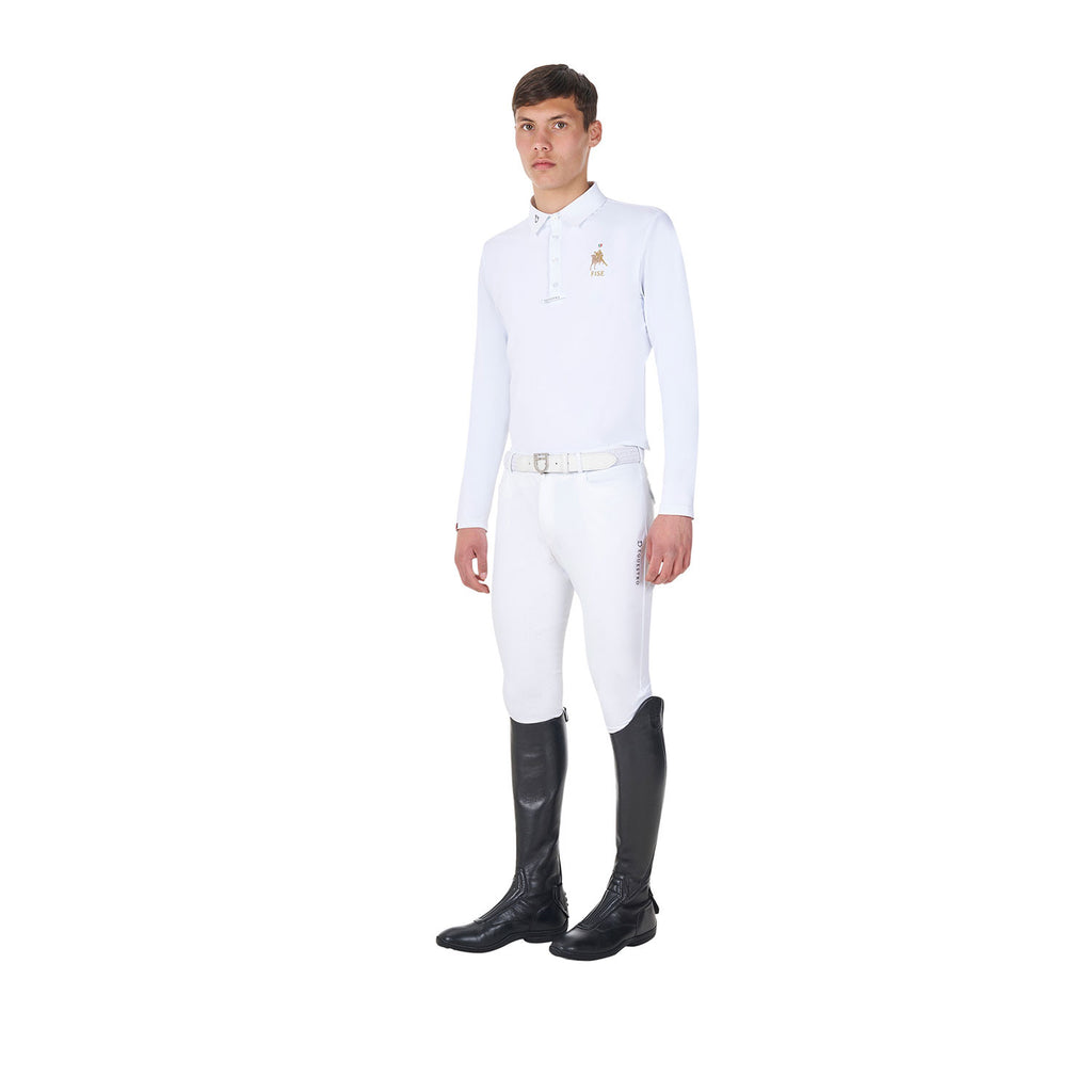 Men's long-sleeved competition polo shirt Equestro X FISE