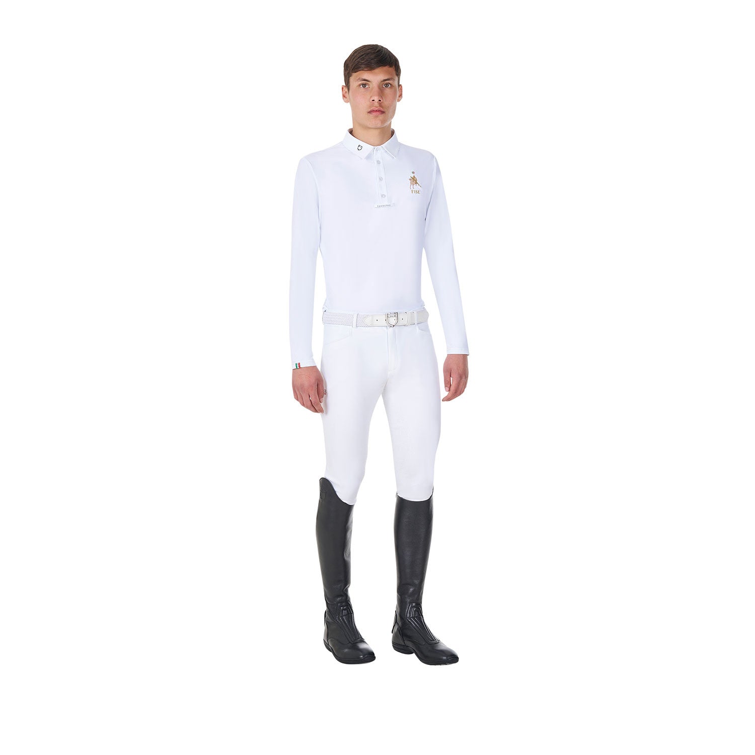 Men's long-sleeved competition polo shirt Equestro X FISE