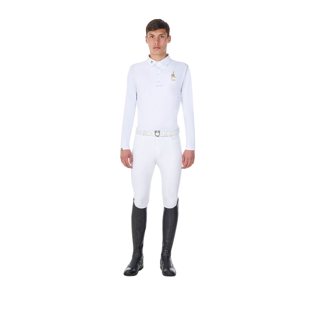 Men's long-sleeved competition polo shirt Equestro X FISE
