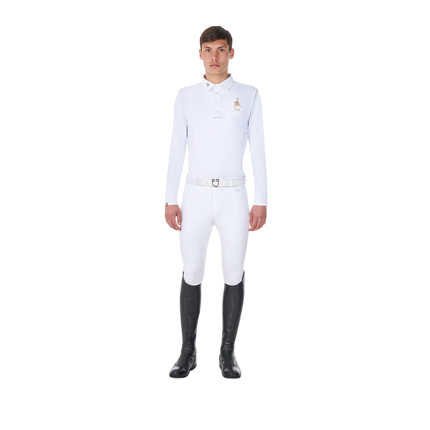 Men's long-sleeved competition polo shirt Equestro X FISE