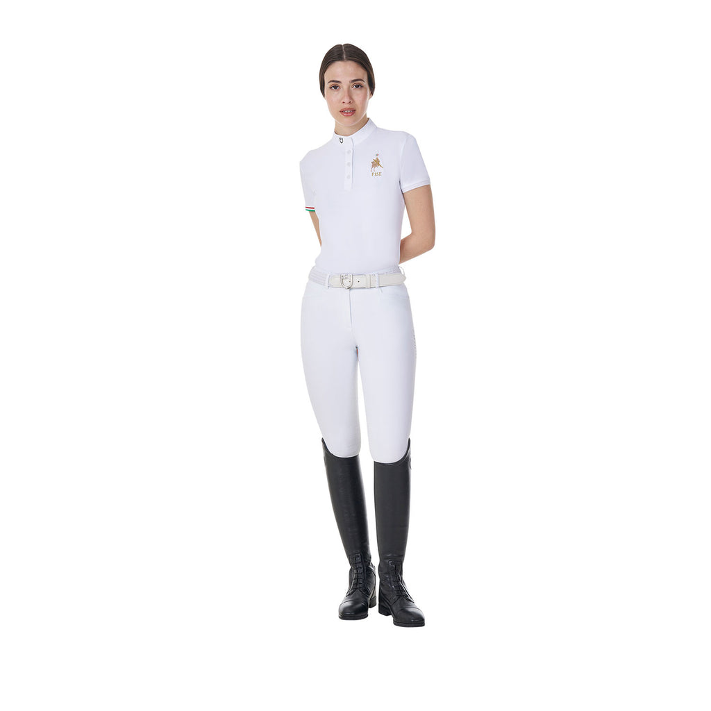 Women's slim fit competition polo shirt Equestro X FISE