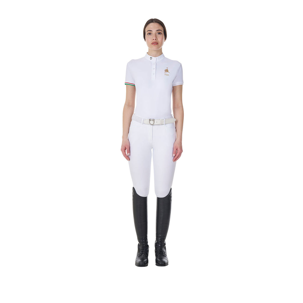 Women's slim fit competition polo shirt Equestro X FISE