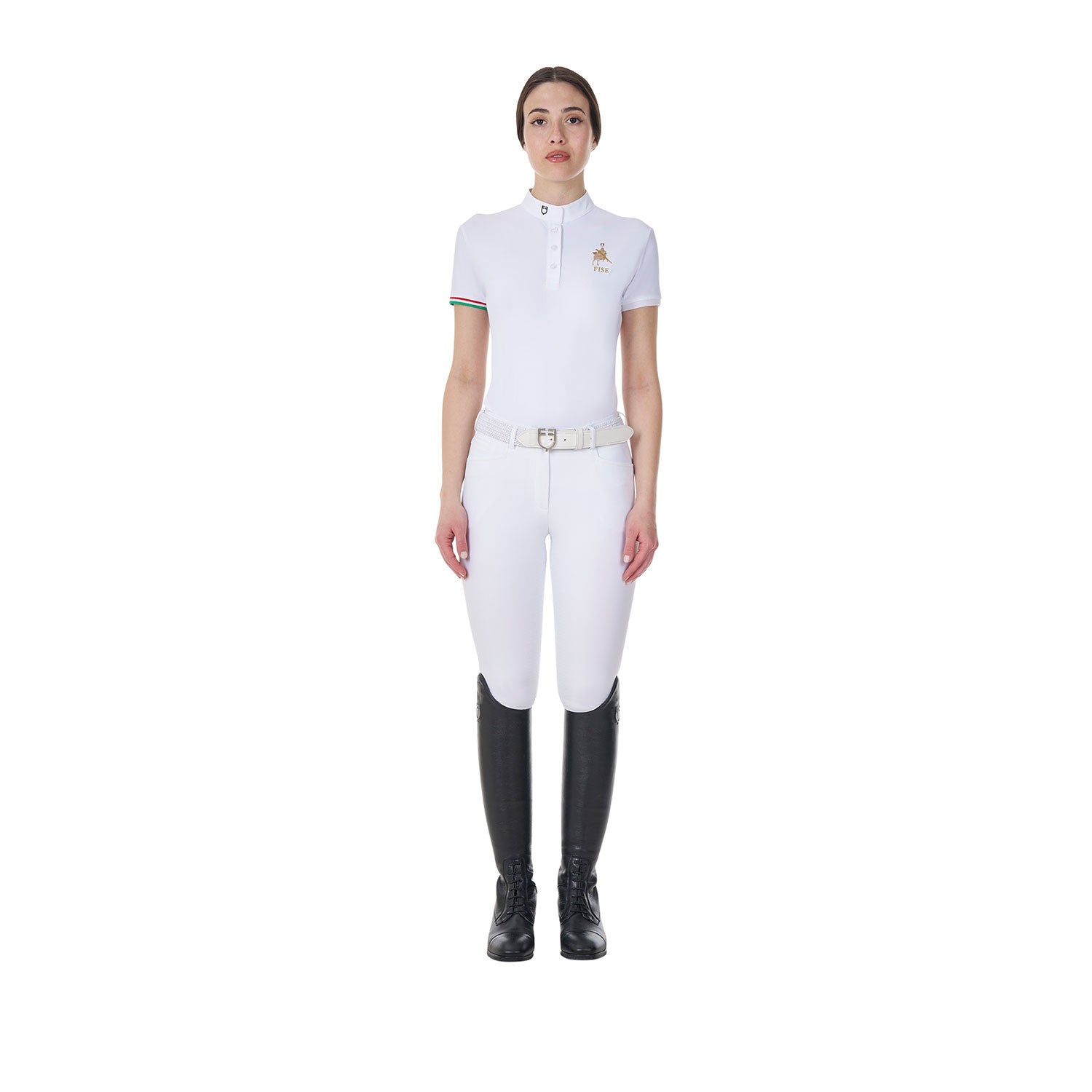 Women's slim fit competition polo shirt Equestro X FISE