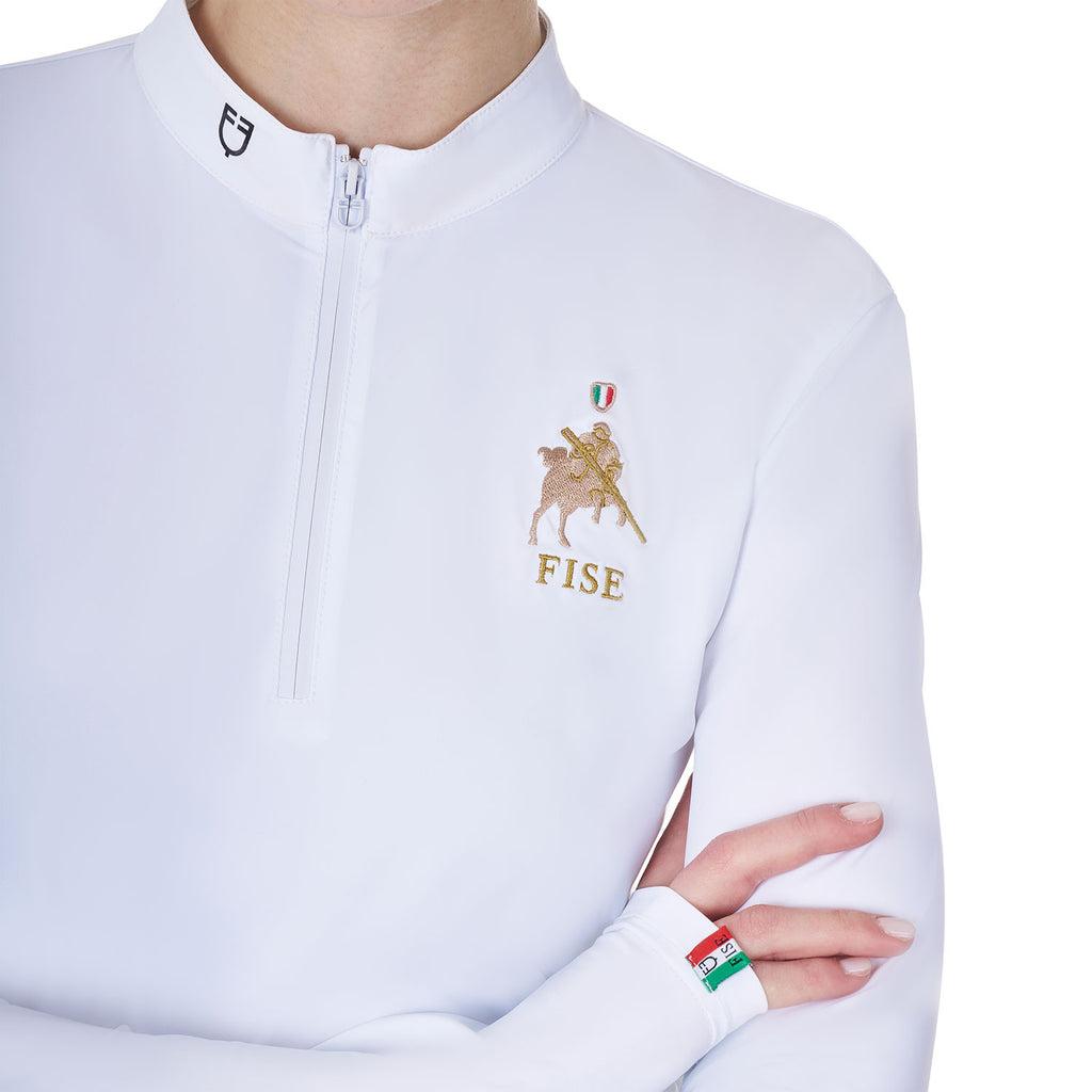 Women's long-sleeved competition polo shirt Equestro X FISE