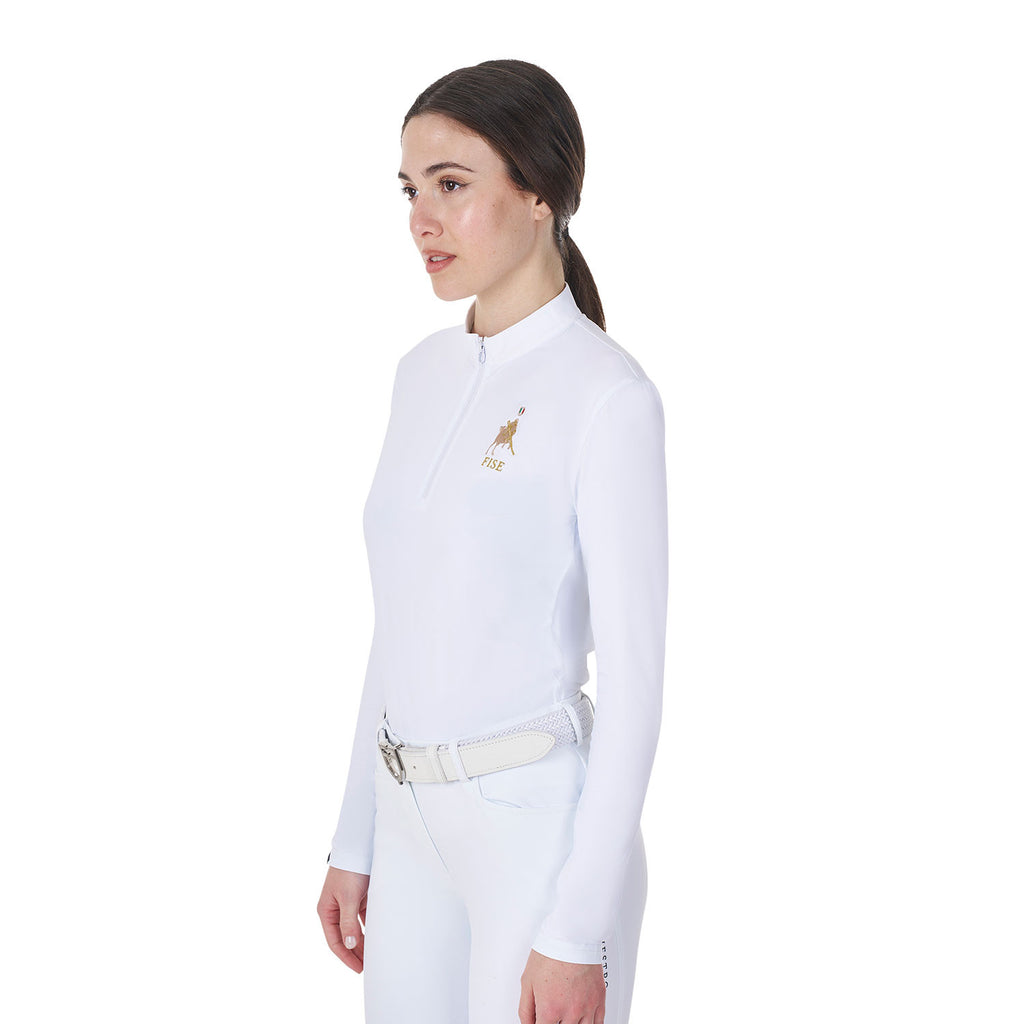 Women's long-sleeved competition polo shirt Equestro X FISE