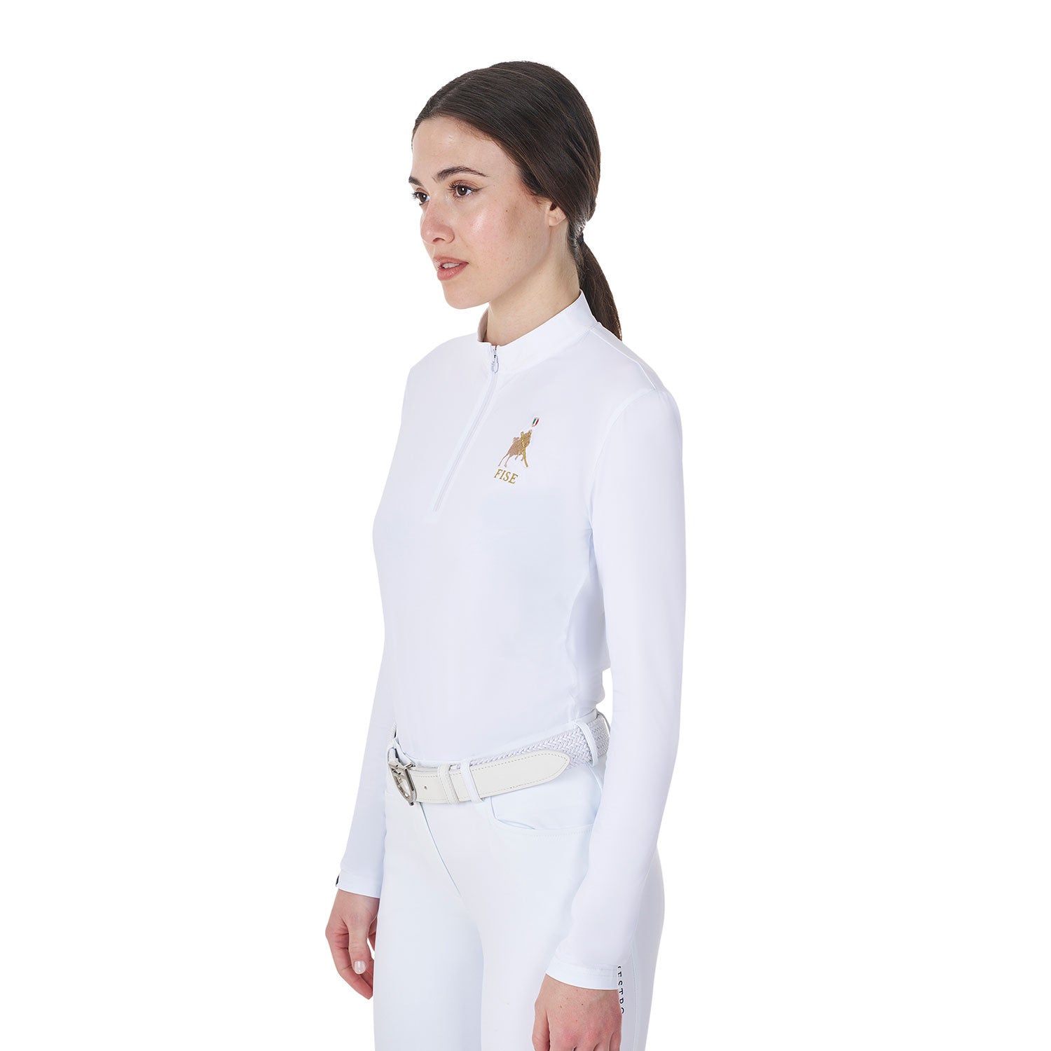 Women's long-sleeved competition polo shirt Equestro X FISE