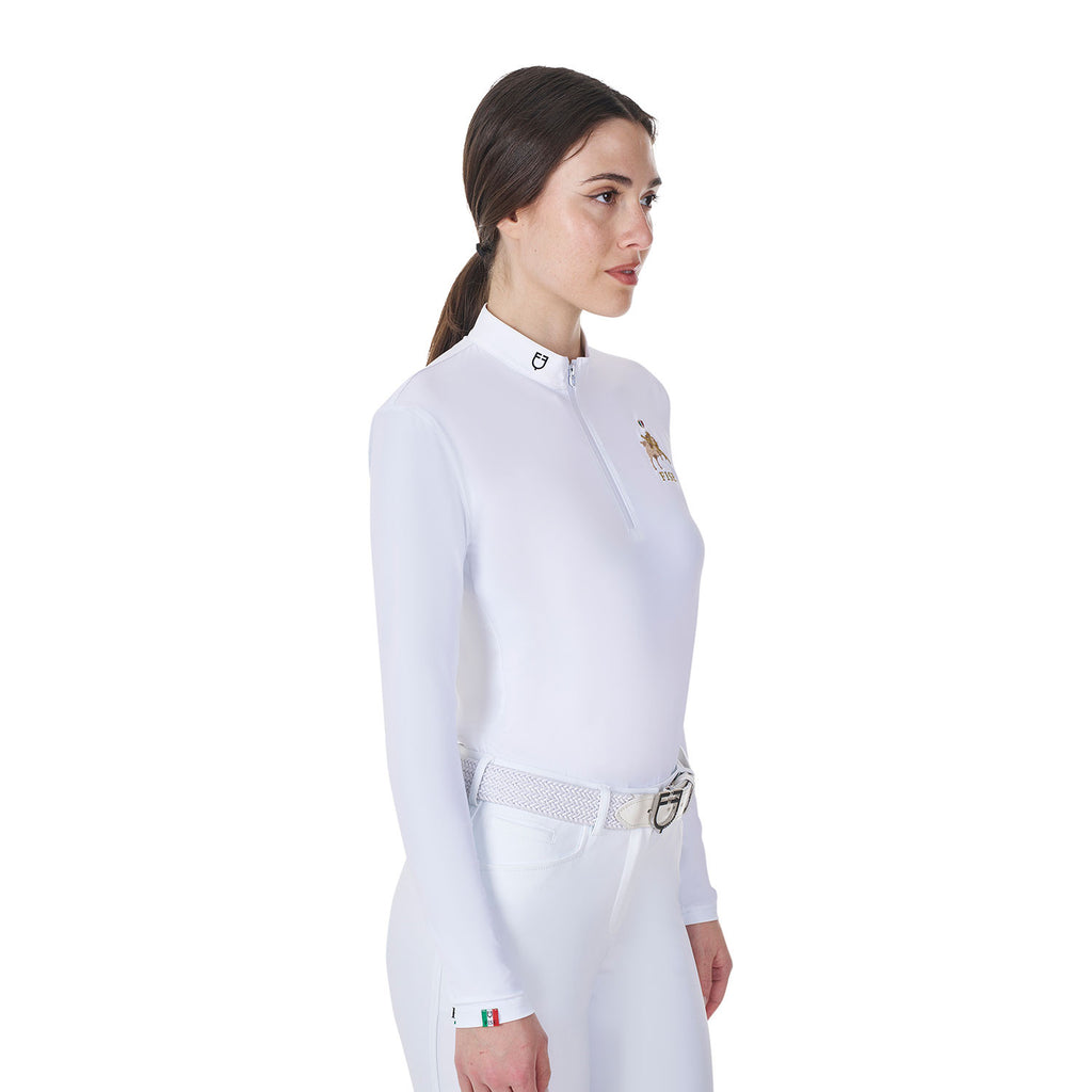 Women's long-sleeved competition polo shirt Equestro X FISE