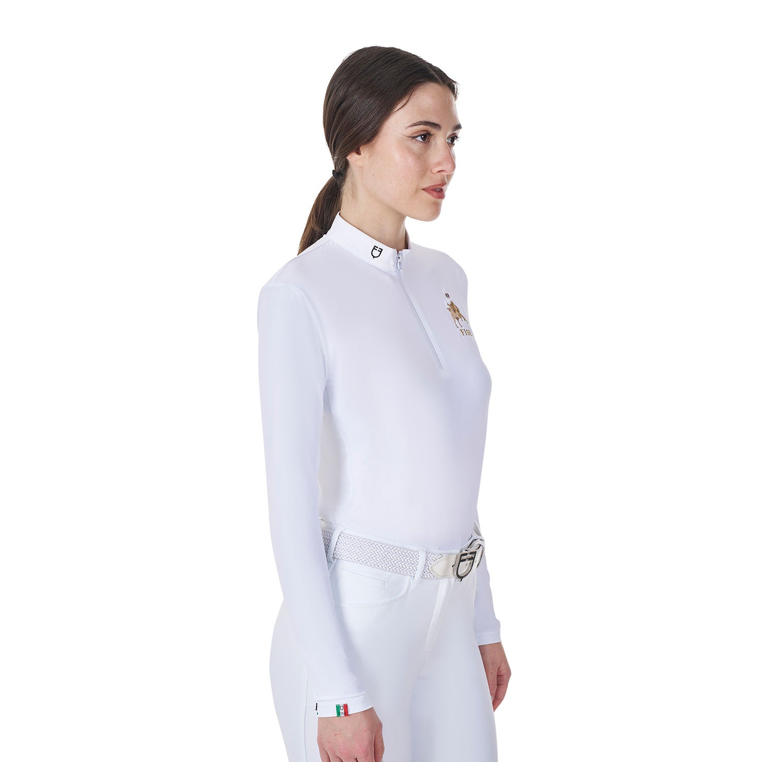 Women's long-sleeved competition polo shirt Equestro X FISE