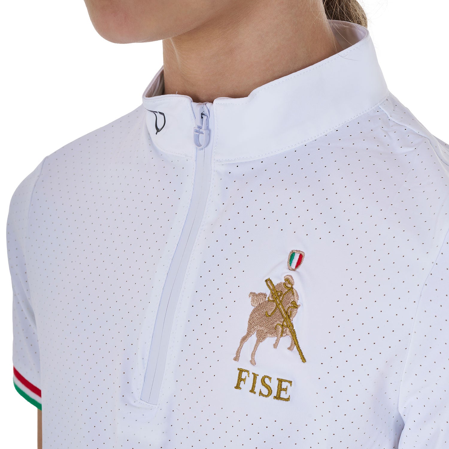 Girls' zipped competition polo shirt Equestro X FISE