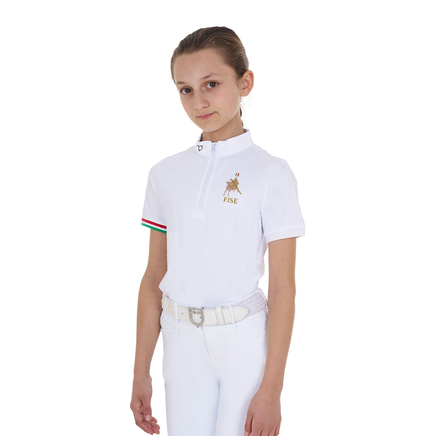 Girls' zipped competition polo shirt Equestro X FISE