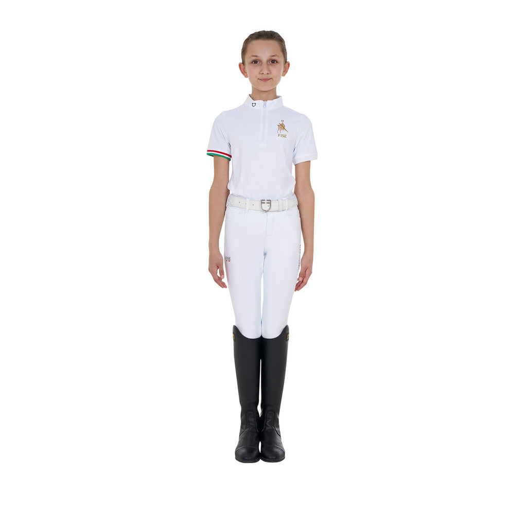 Girls' zipped competition polo shirt Equestro X FISE
