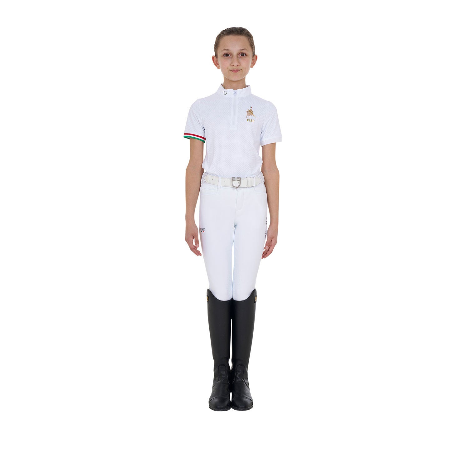 Girls' zipped competition polo shirt Equestro X FISE