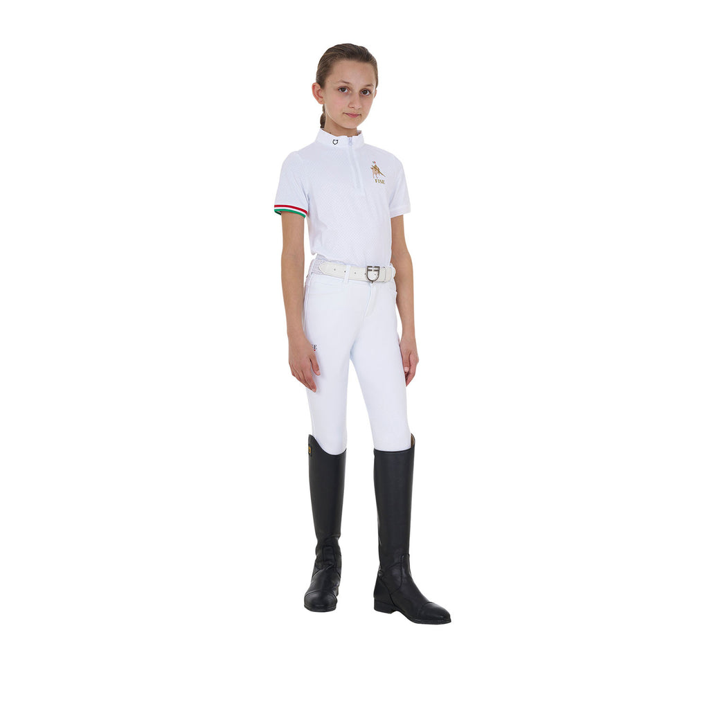 Girls' zipped competition polo shirt Equestro X FISE