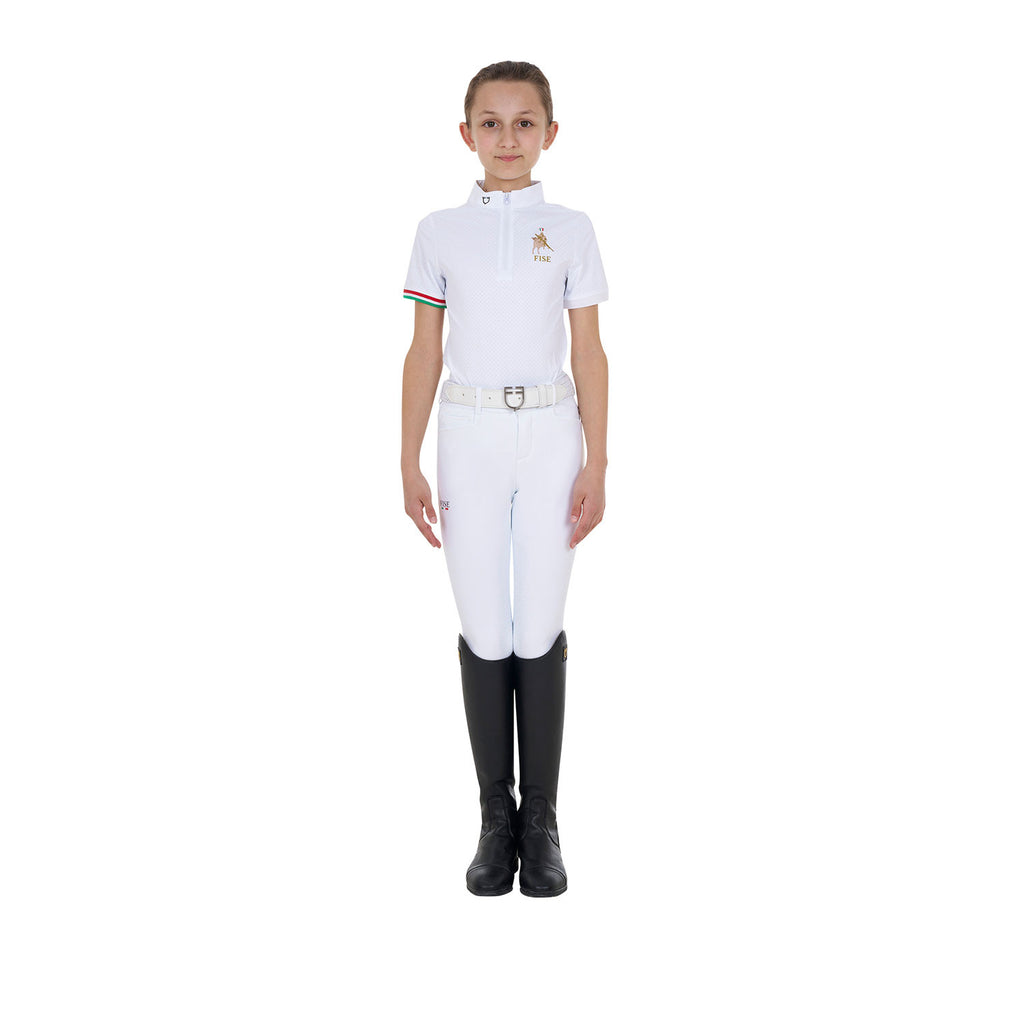 Girls' zipped competition polo shirt Equestro X FISE