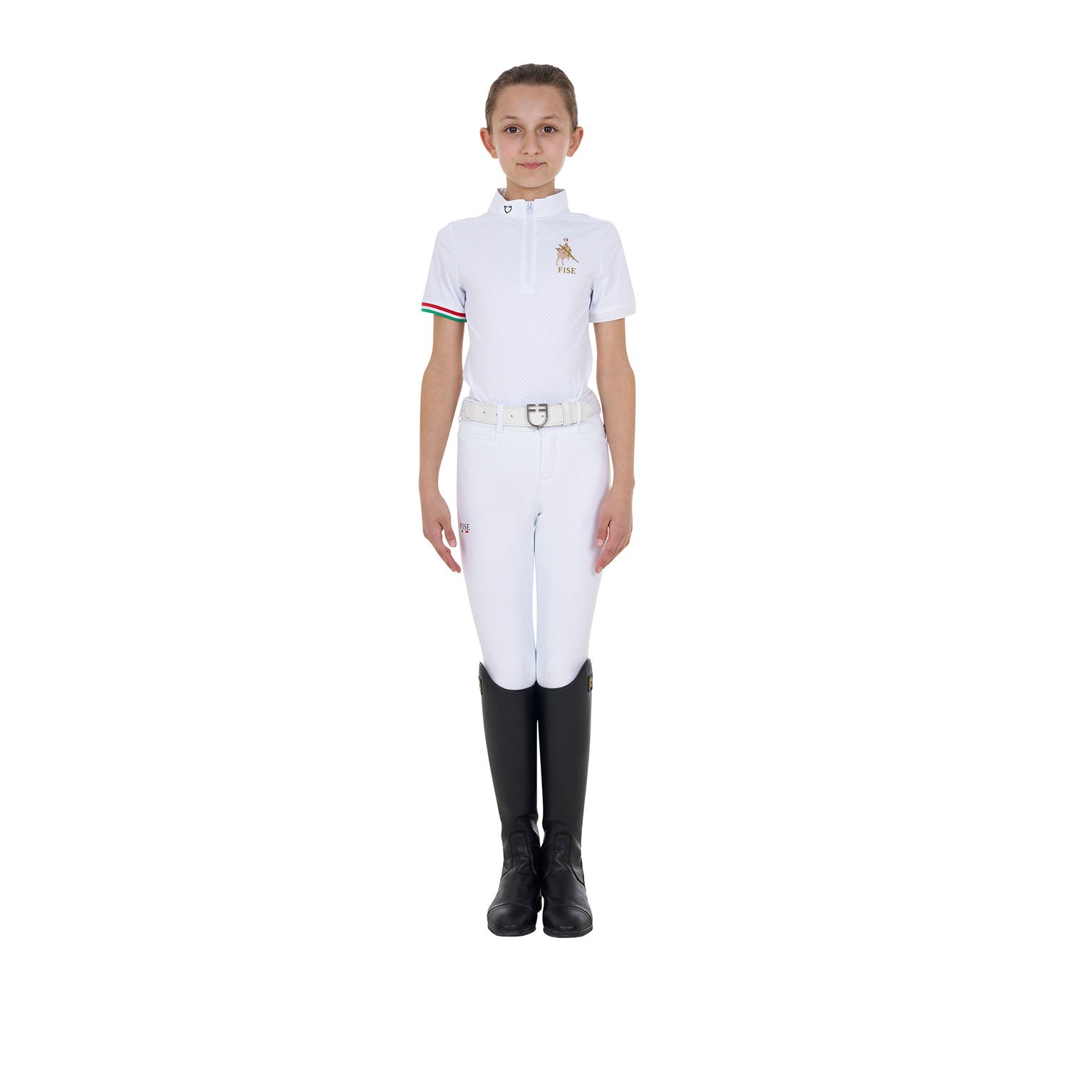 Girls' zipped competition polo shirt Equestro X FISE