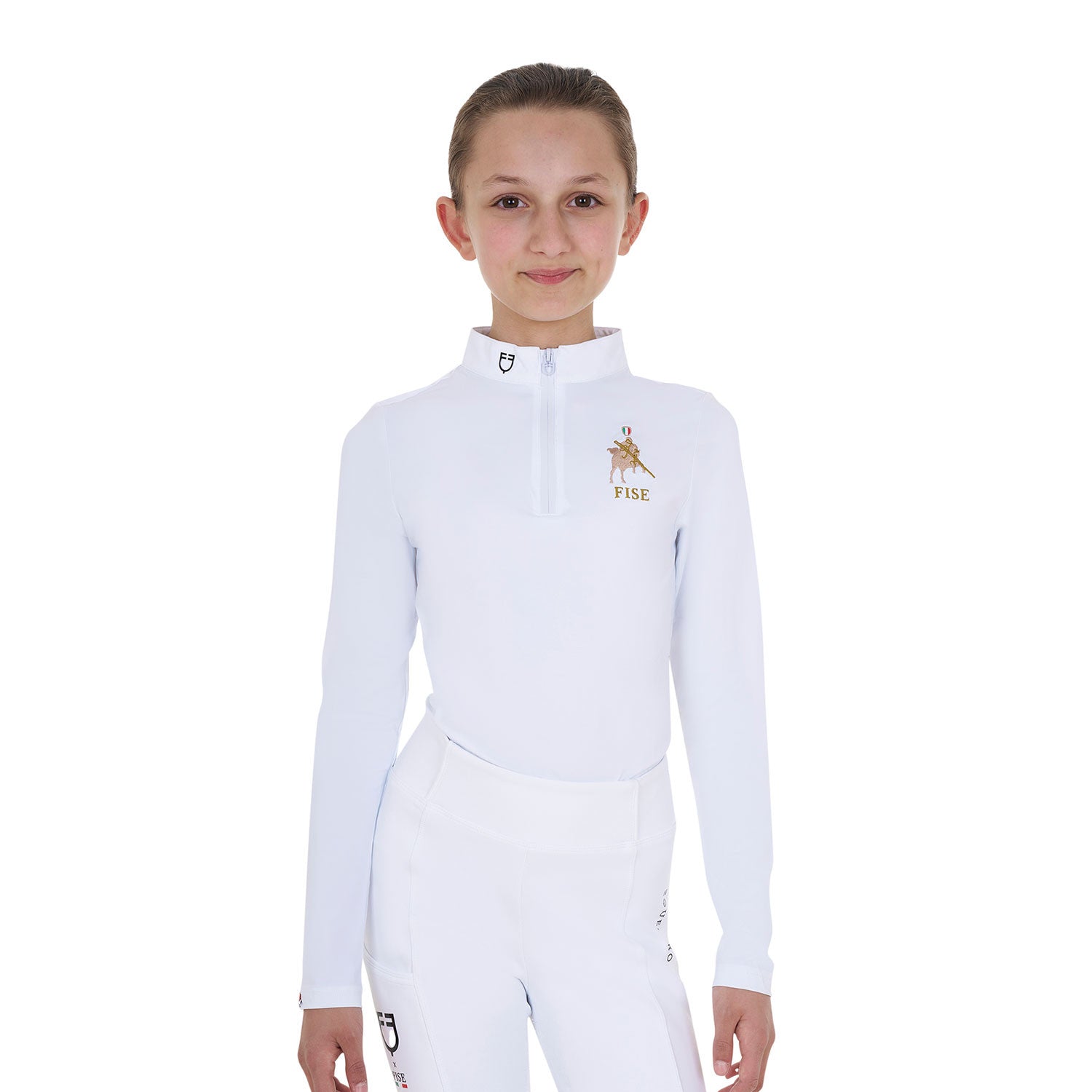 Equestro Girls' long-sleeved competition polo shirt Equestro X FISE ...