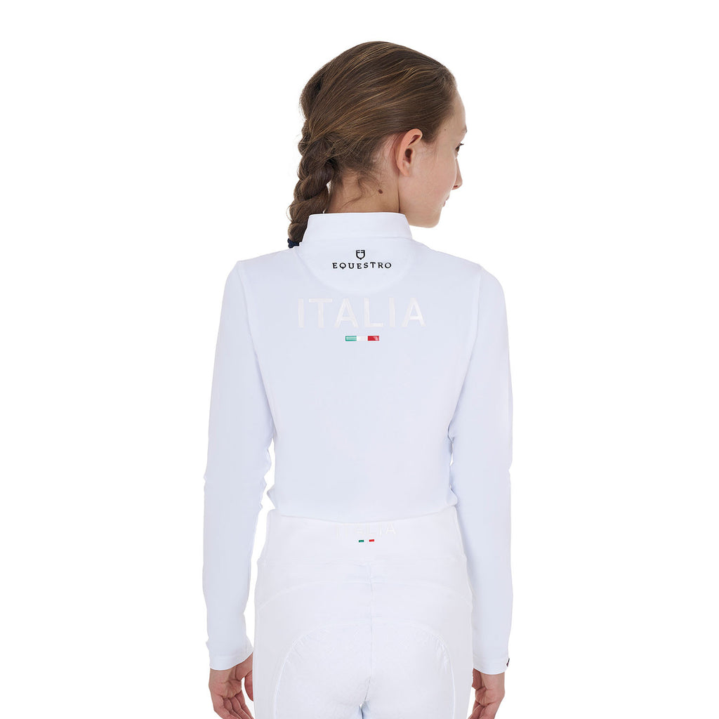Girls' long-sleeved competition polo shirt Equestro X FISE