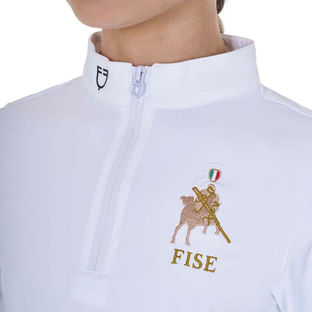Girls' long-sleeved competition polo shirt Equestro X FISE