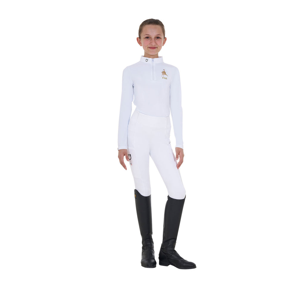 Girls' long-sleeved competition polo shirt Equestro X FISE
