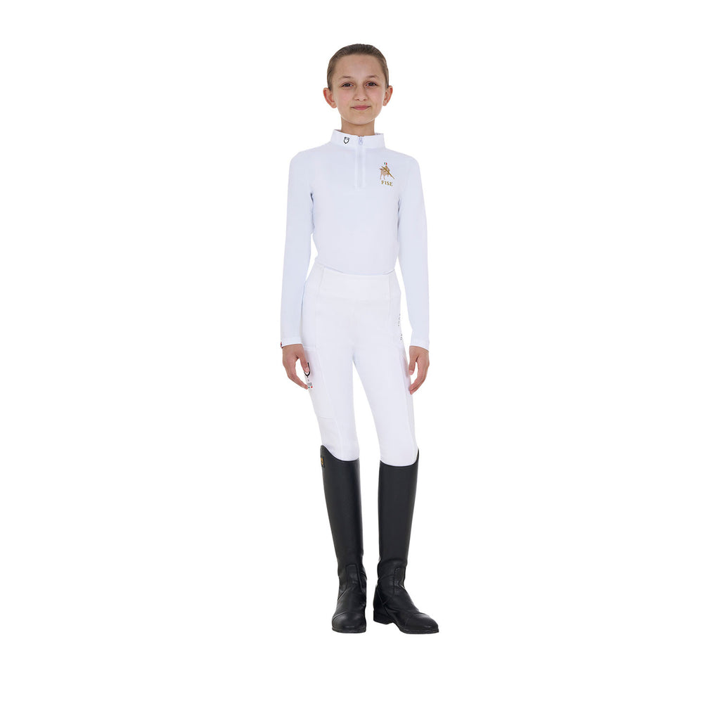 Girls' long-sleeved competition polo shirt Equestro X FISE