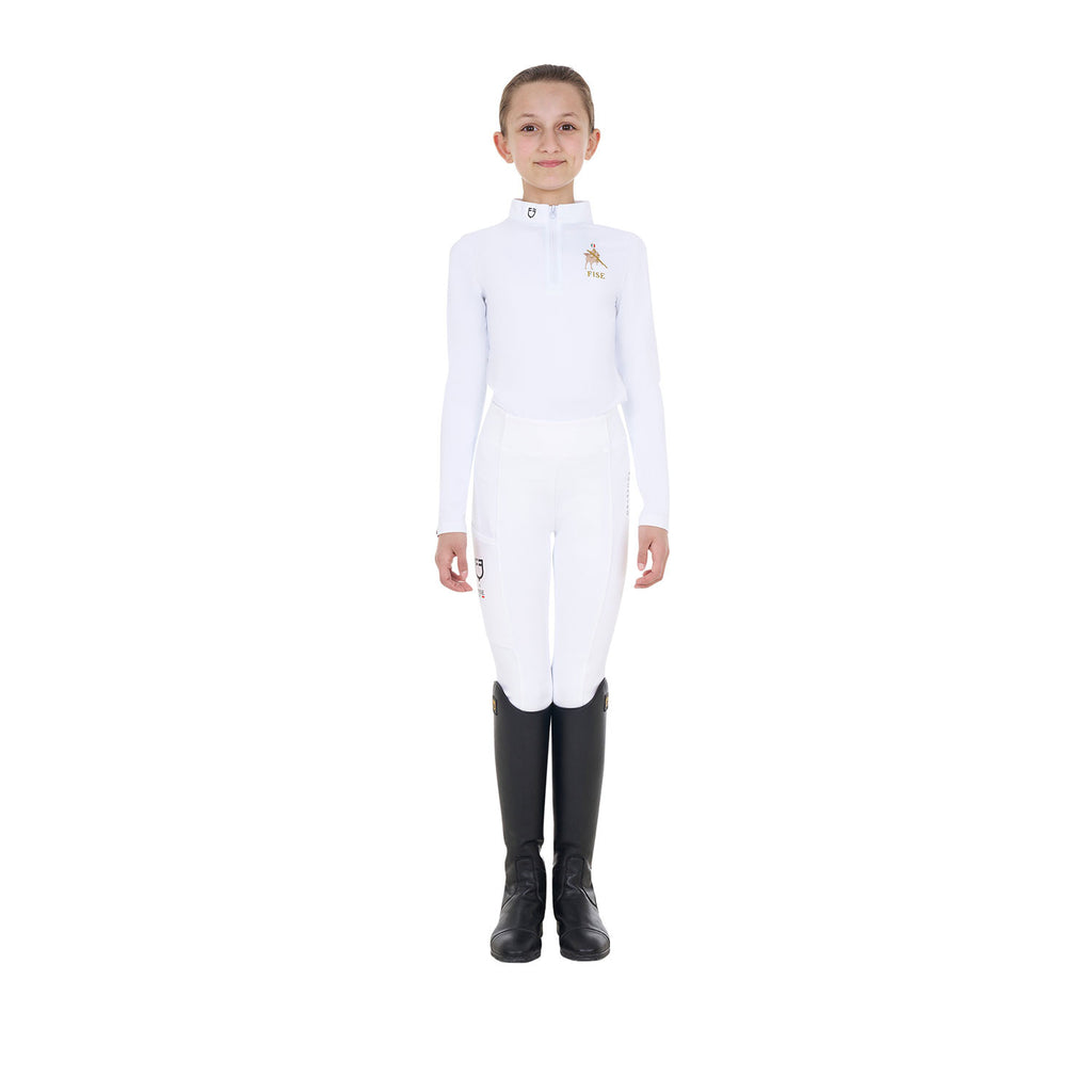 Girls' long-sleeved competition polo shirt Equestro X FISE