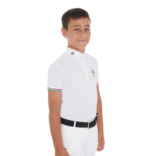 Equestro Boys' four-button competition polo shirt Equestro X FISE