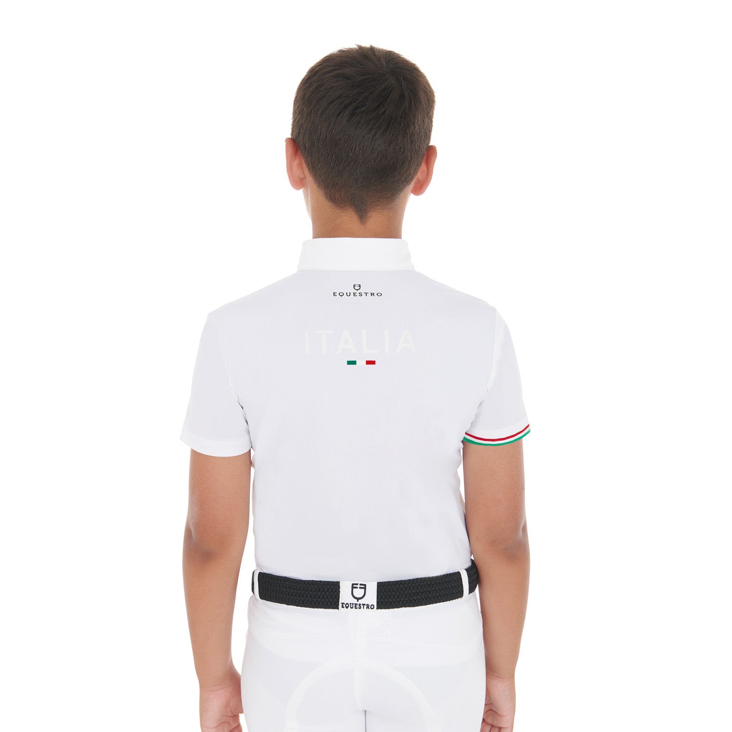 Boys' four-button competition polo shirt Equestro X FISE