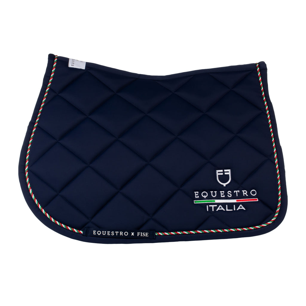 Jumping saddle pad with Italian flag piping Equestro X FISE