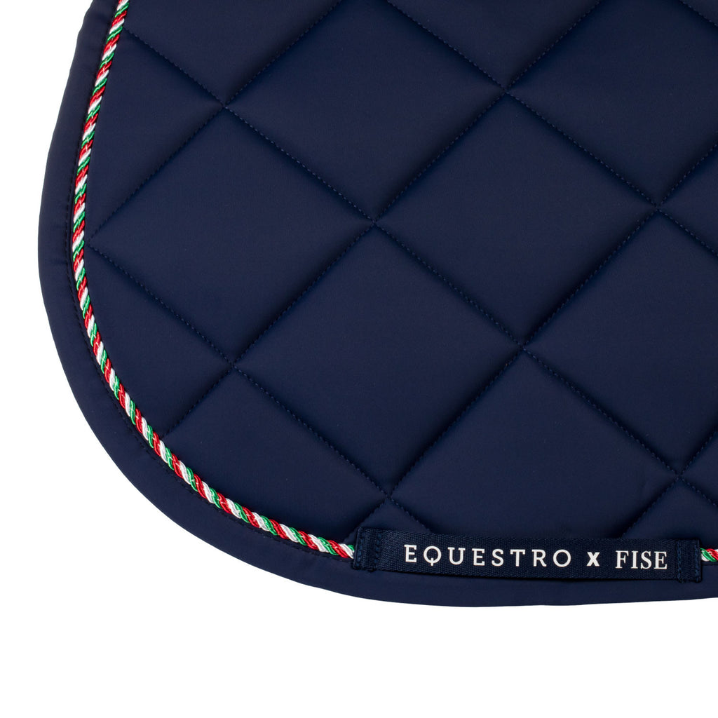 Jumping saddle pad with Italian flag piping Equestro X FISE