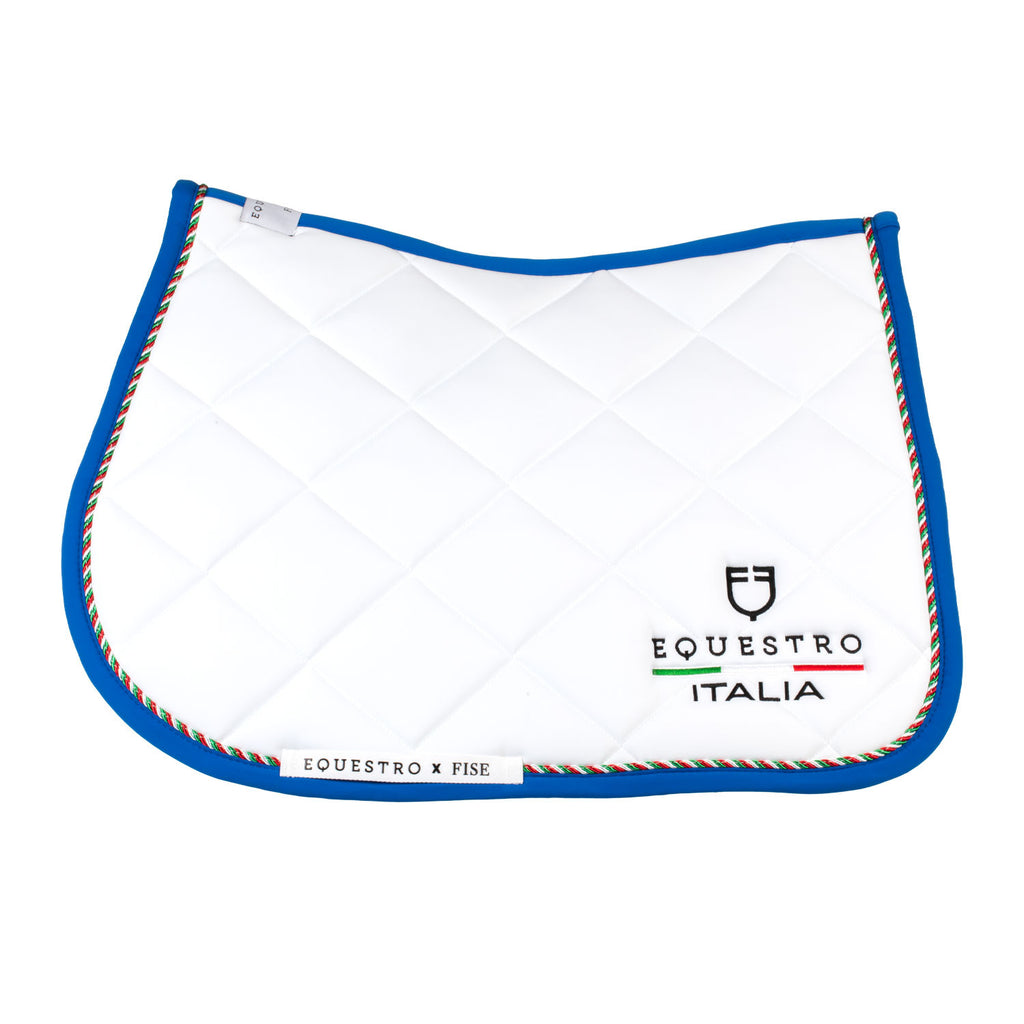 Jumping saddle pad with Italian flag piping Equestro X FISE