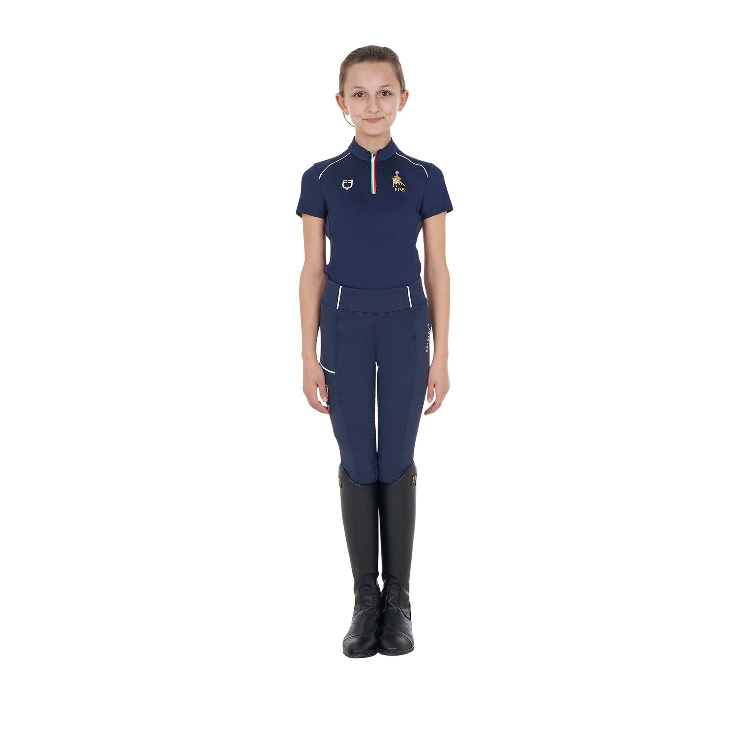Kids' unisex training polo shirt Equestro X FISE