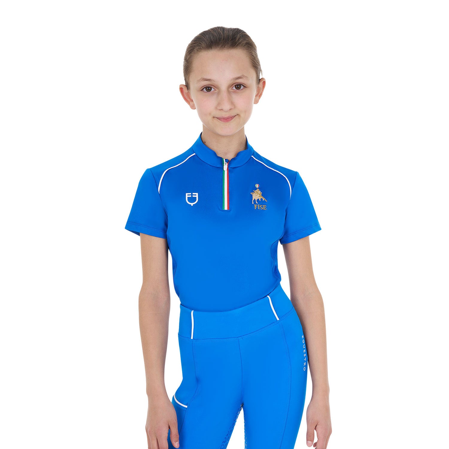 Equestro Kids' unisex training polo shirt Equestro X FISE