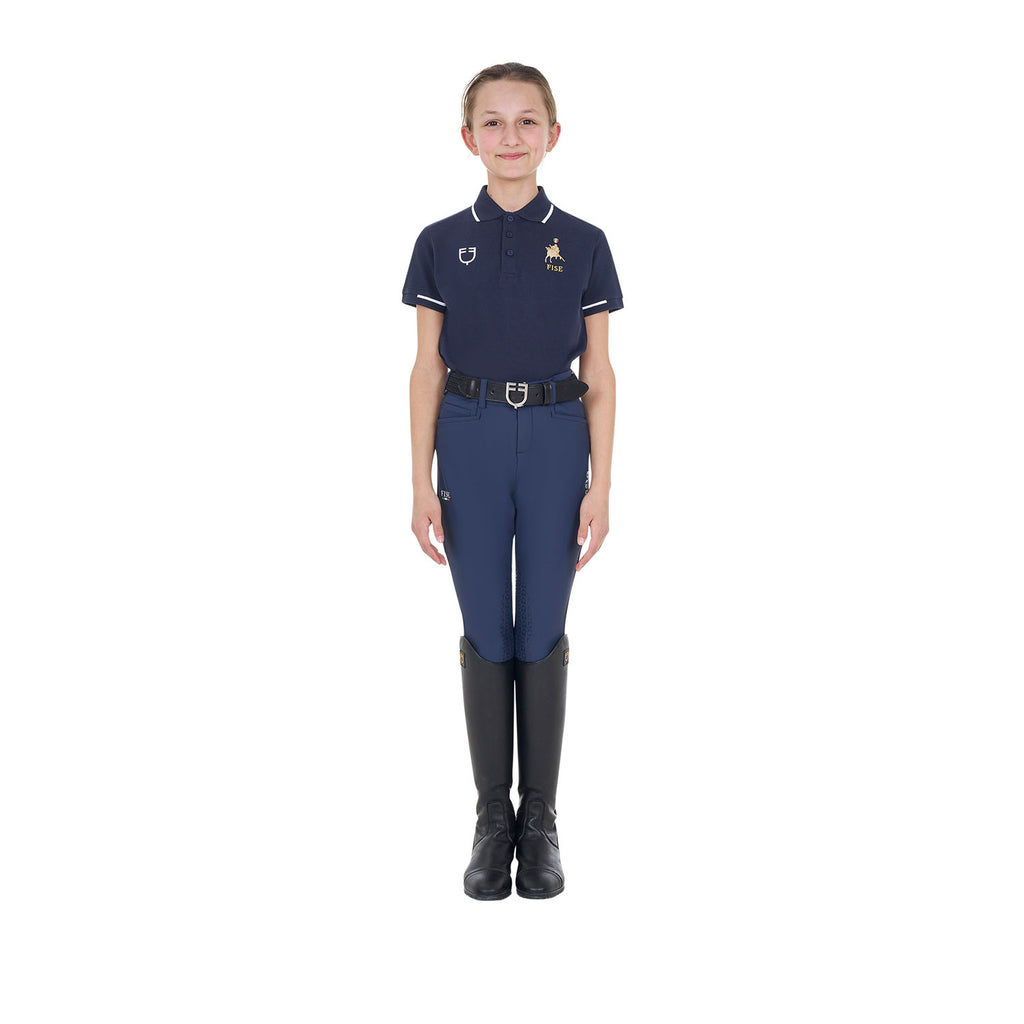 Kids' unisex polo shirt in technical fabric Equestro X FISE
