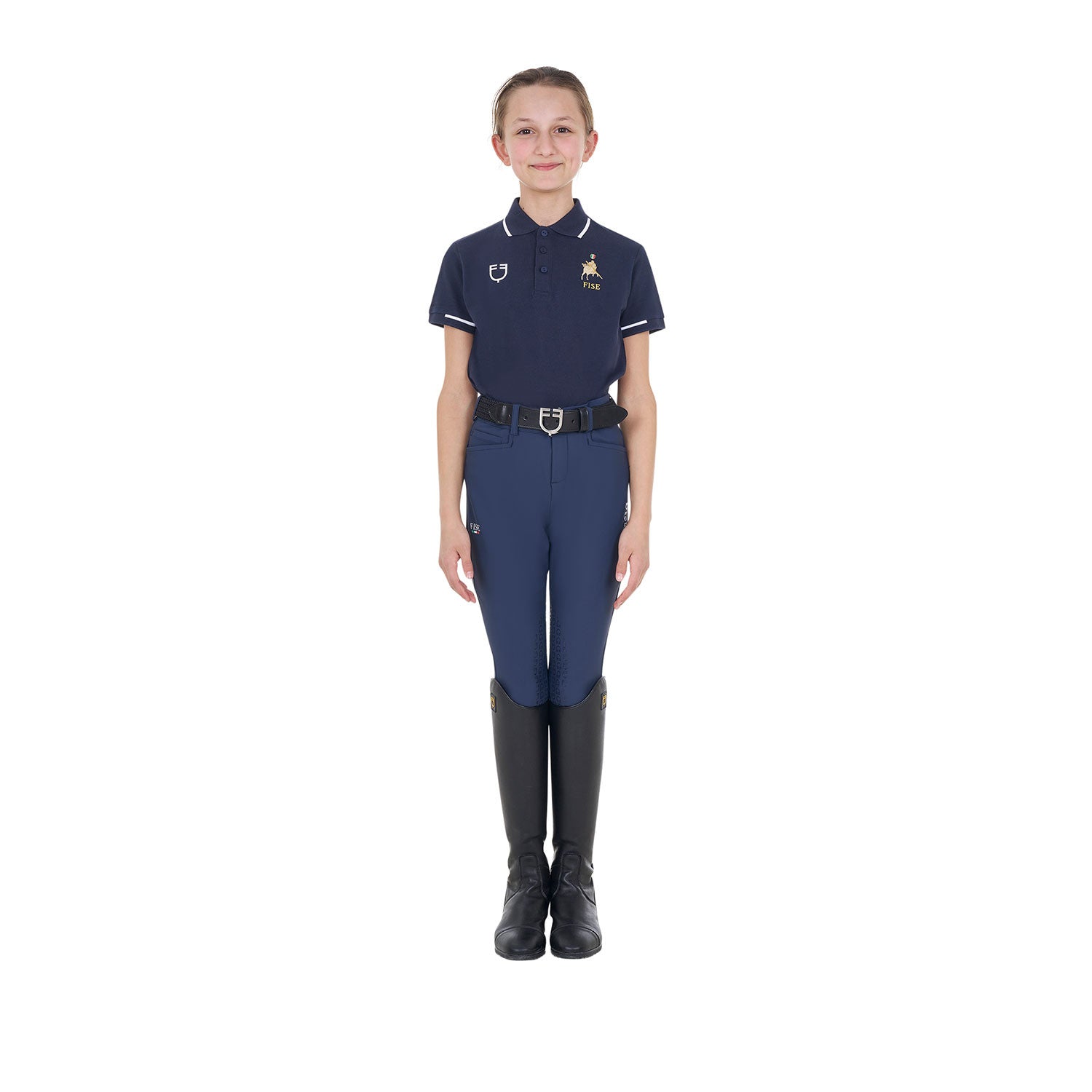 Kids' unisex polo shirt in technical fabric Equestro X FISE
